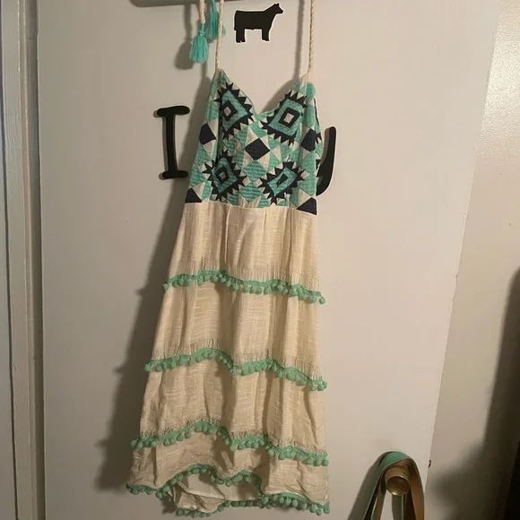 mint and cream dress Floral Lace Trim Midi Dress for Women | Cream Multi & Mint Multi